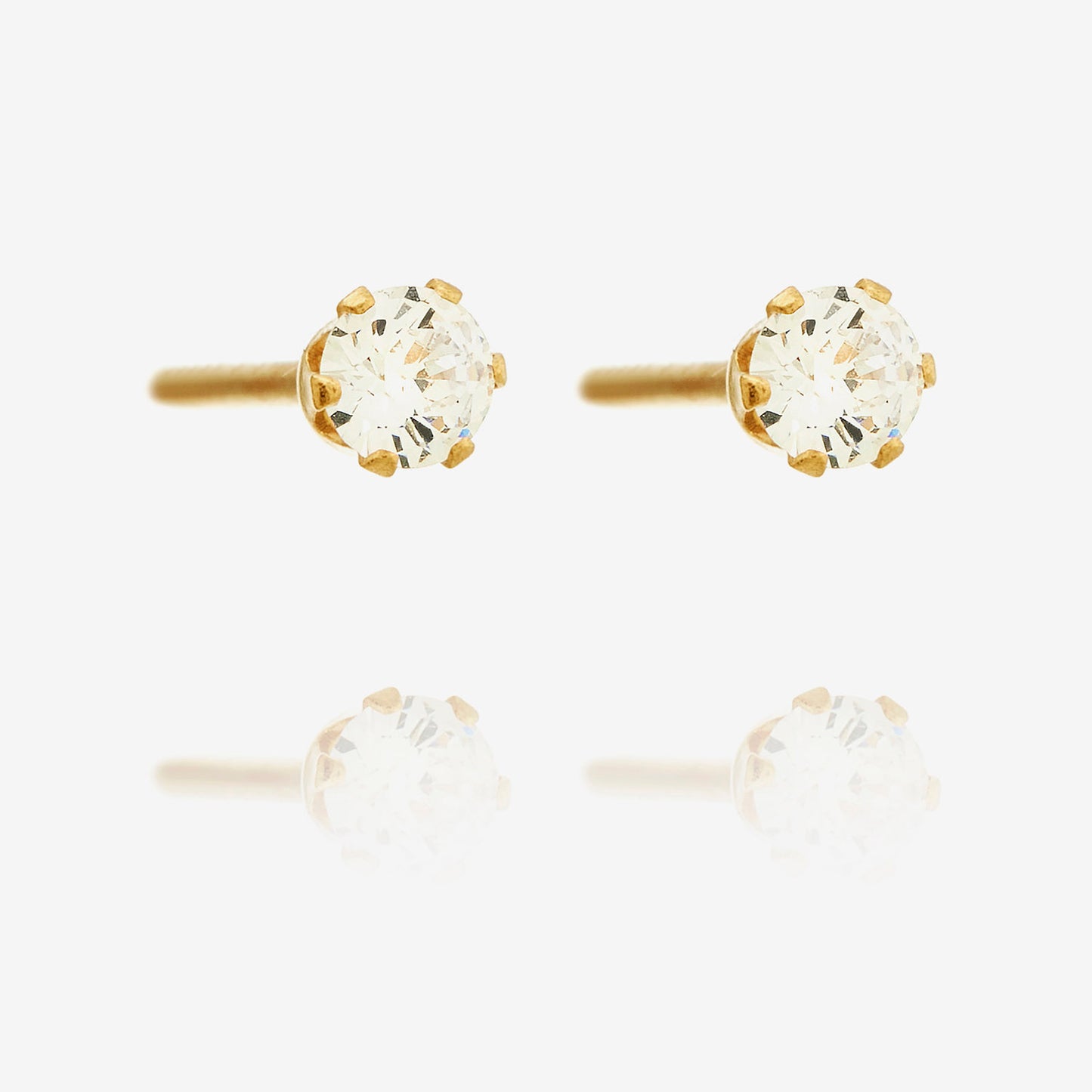 Crystal Stud Earrings Gold Plated 3mm
