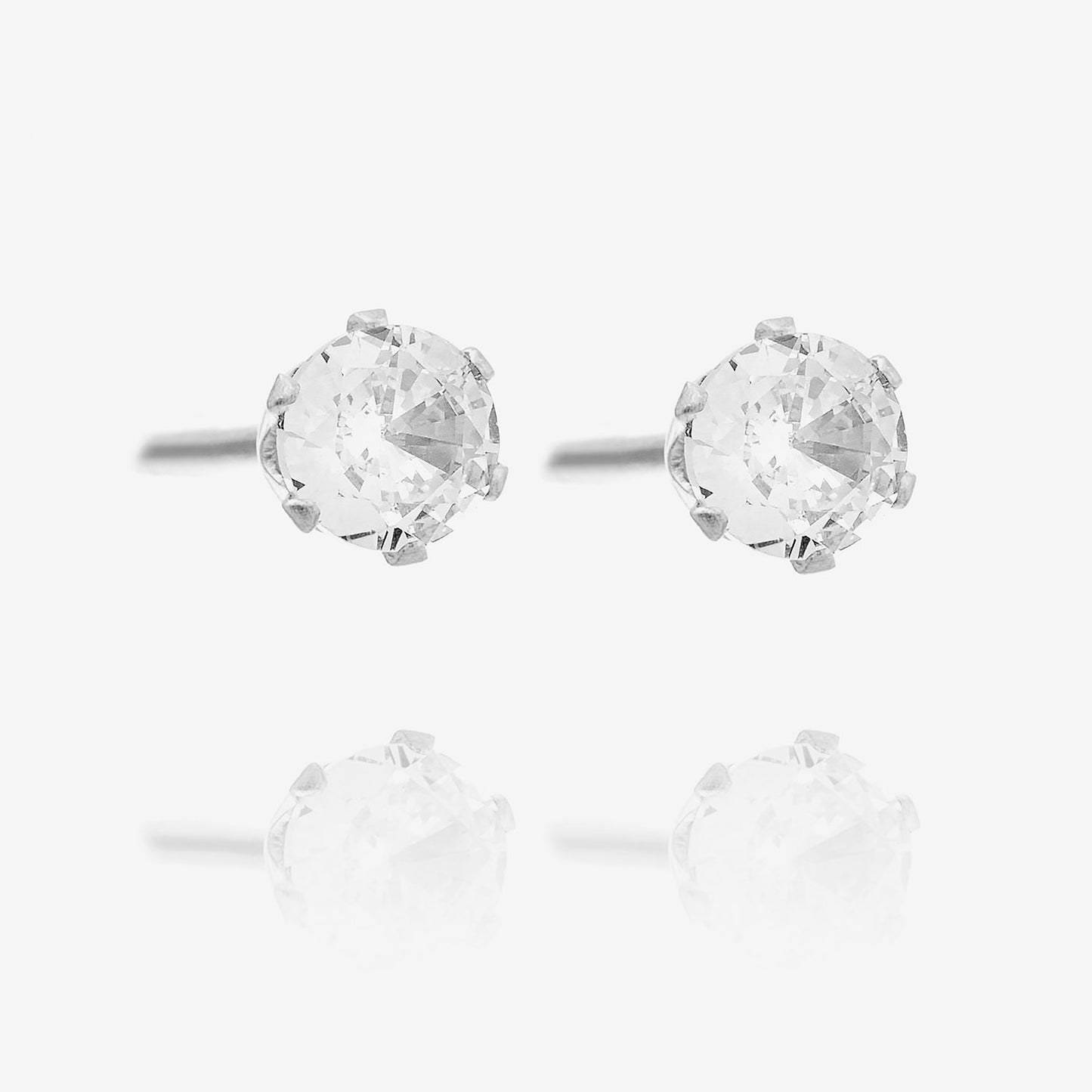Crystal Stud Earrings Silver Colored 4mm