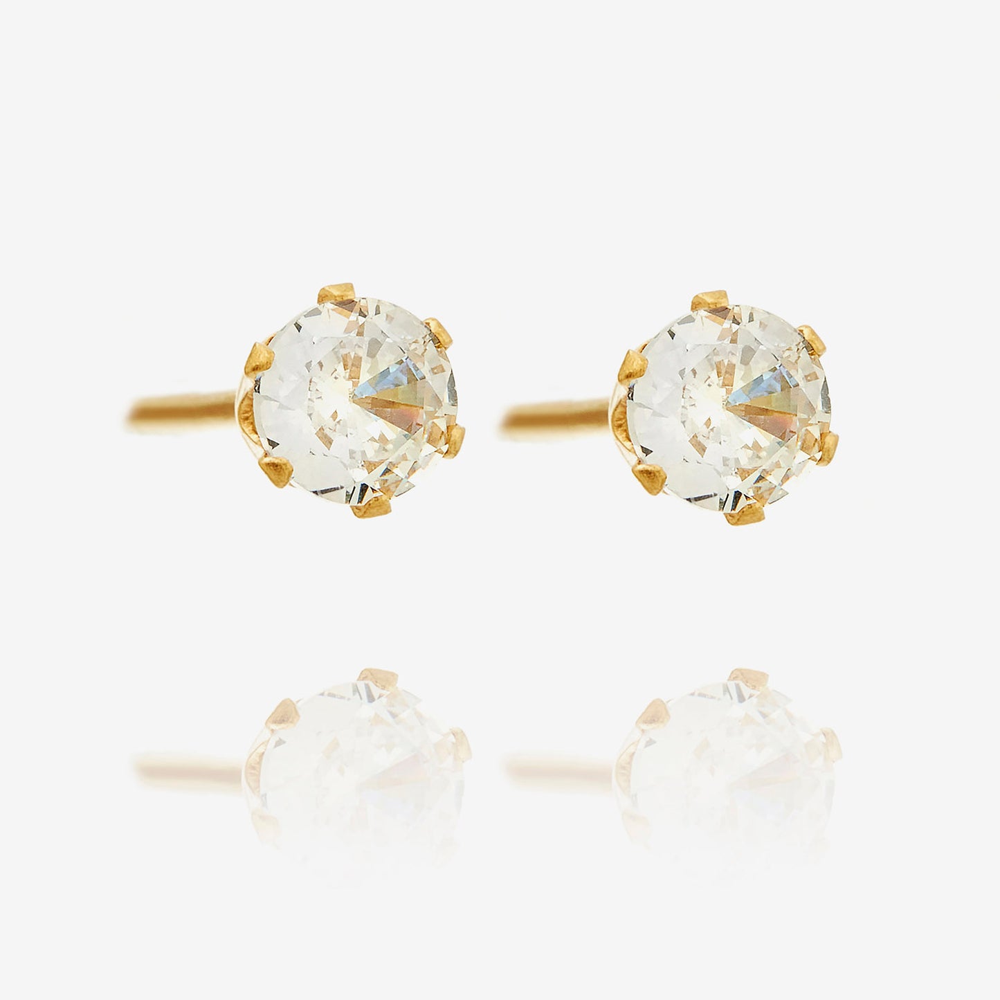 Crystal Stud Earrings Gold Plated 4mm