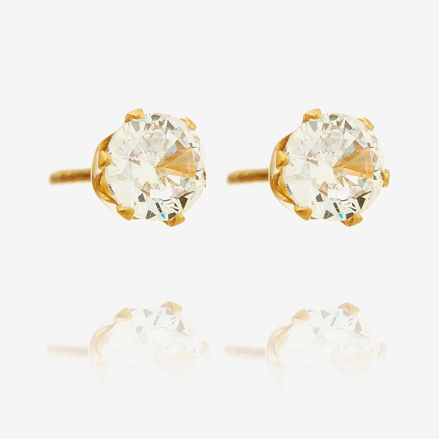 Crystal Stud Øreringe Guldbelagt 5mm