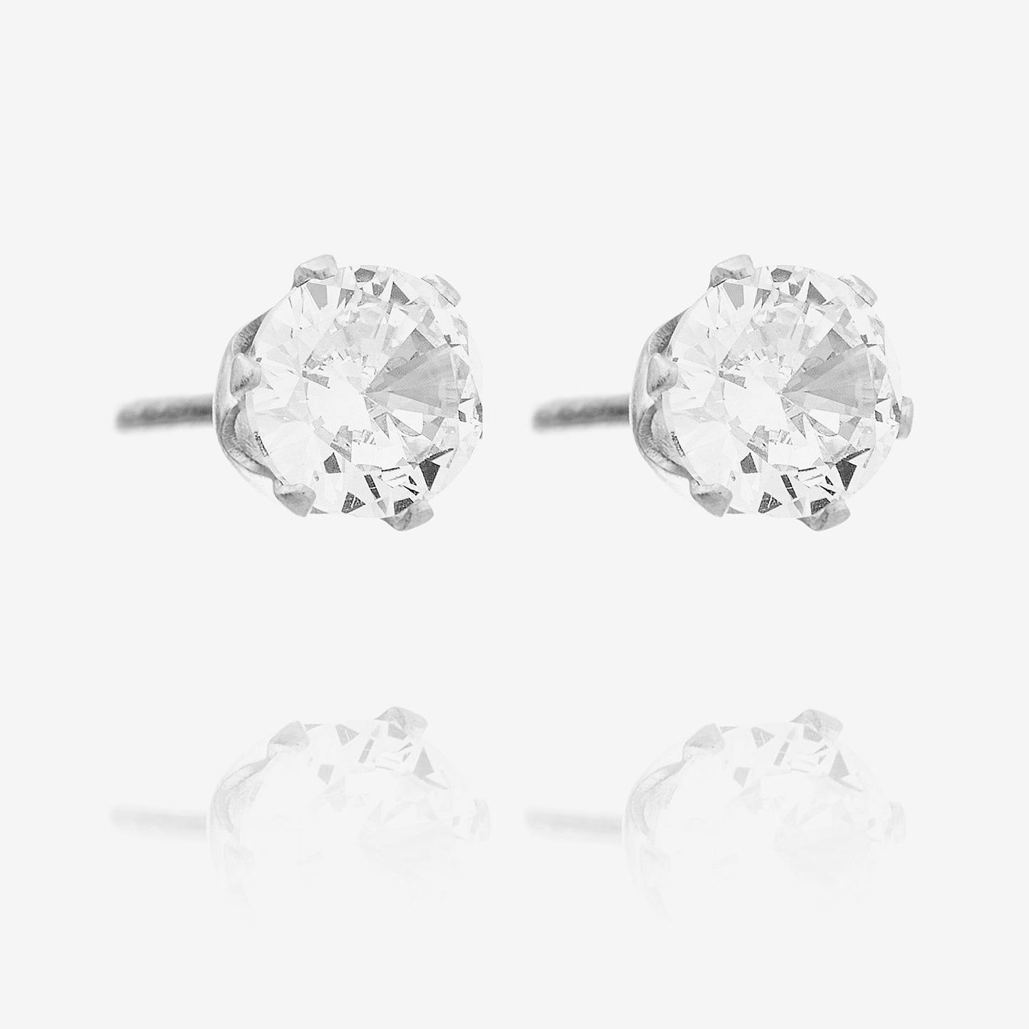Crystal Stud Earrings Silver Colored 5mm