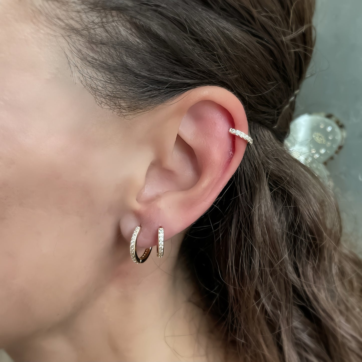 Crystal Creoles Gold Plated Large