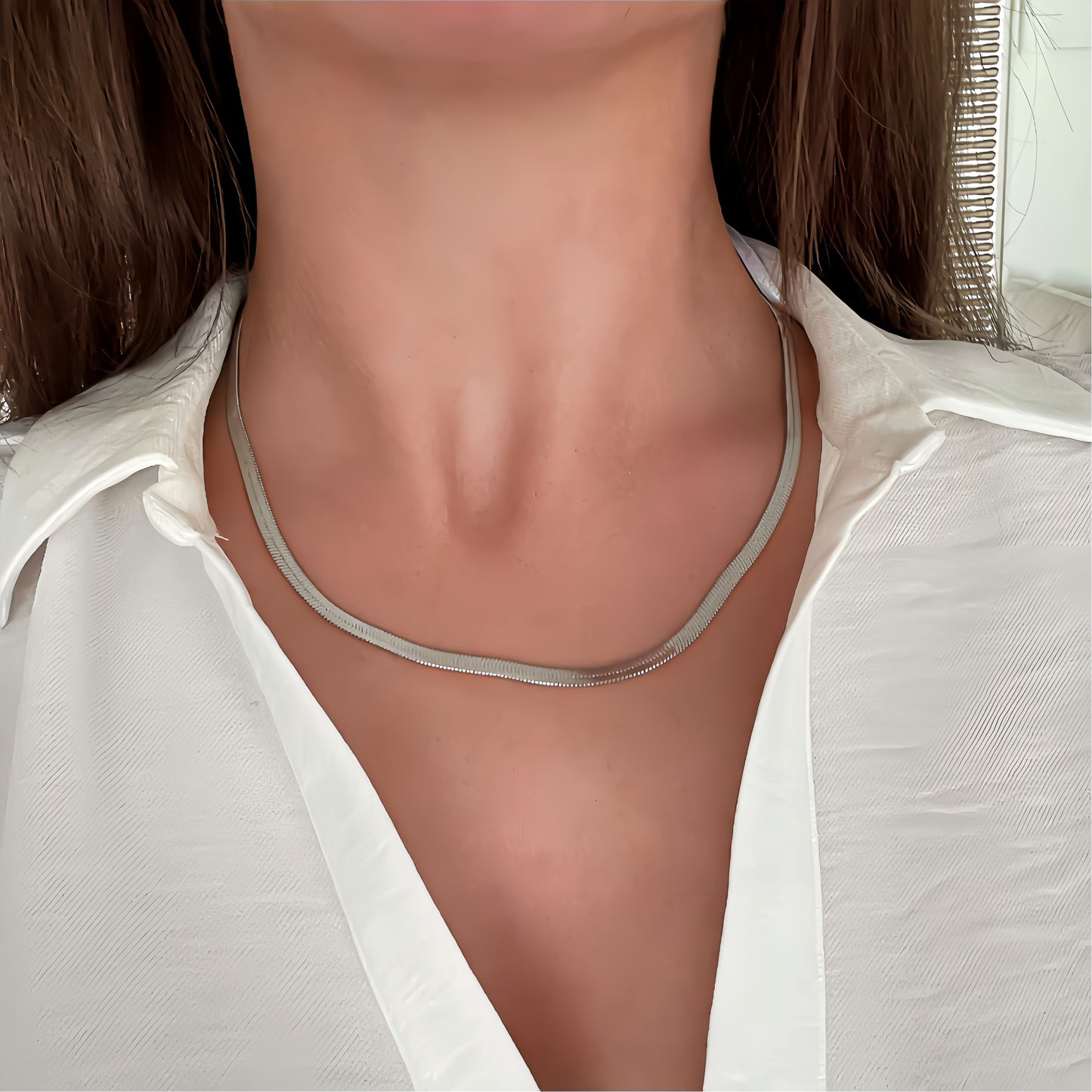 Snake Necklace Silver Colored