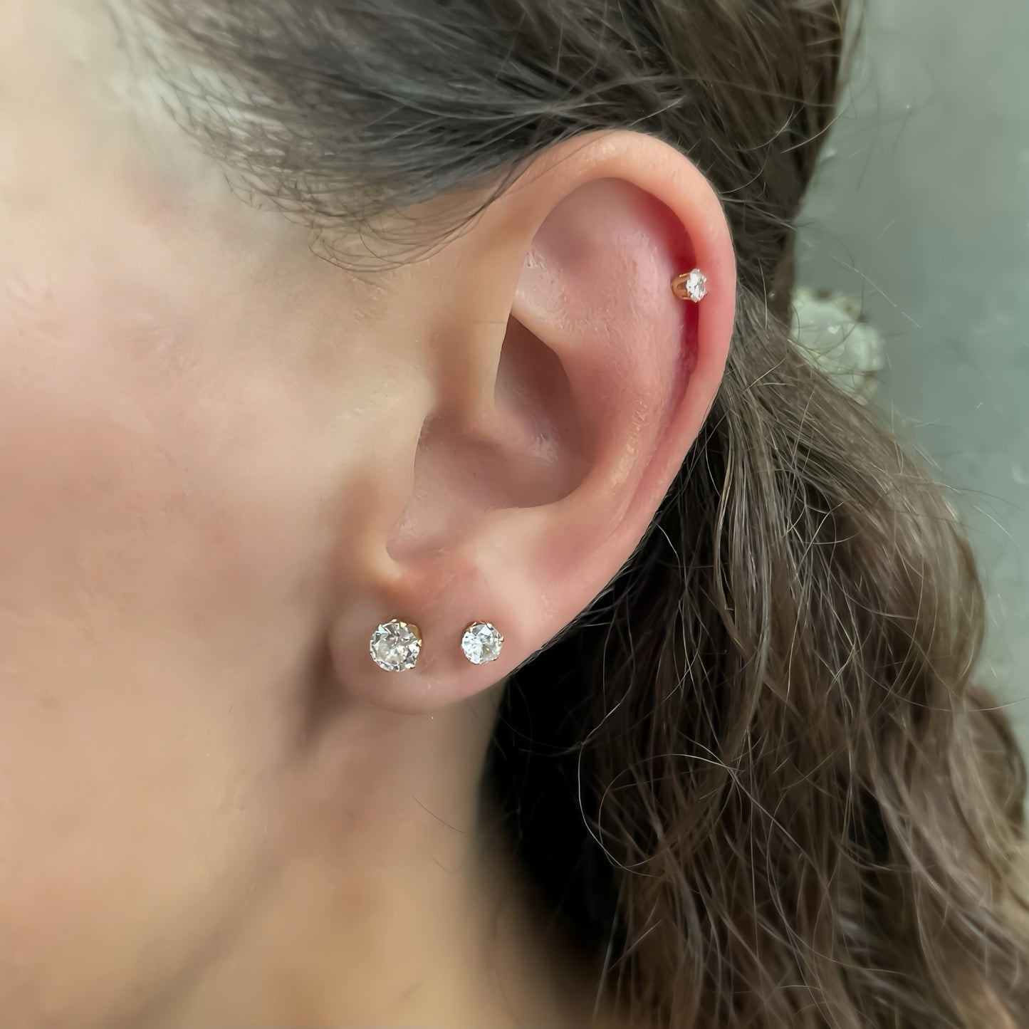 Crystal Stud Earrings Gold Plated 4mm
