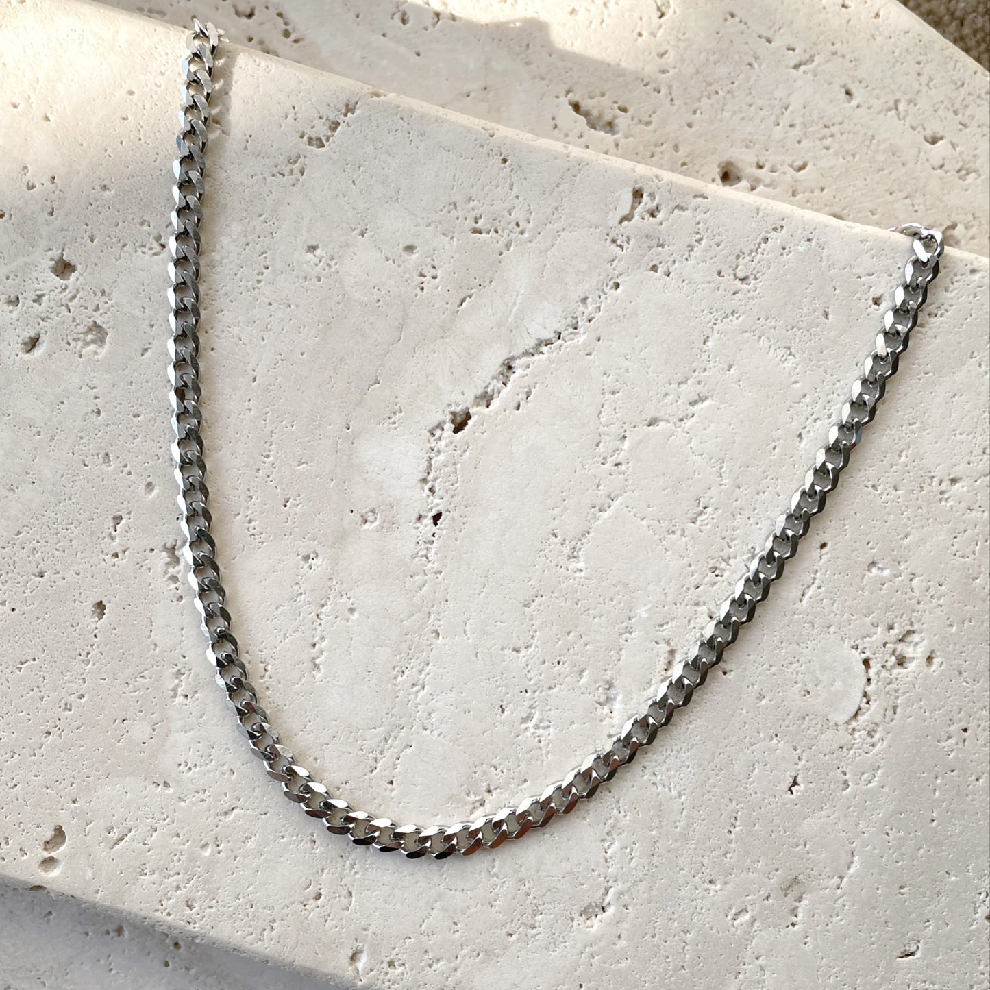 Cuban Necklace Silver Colored 4mm