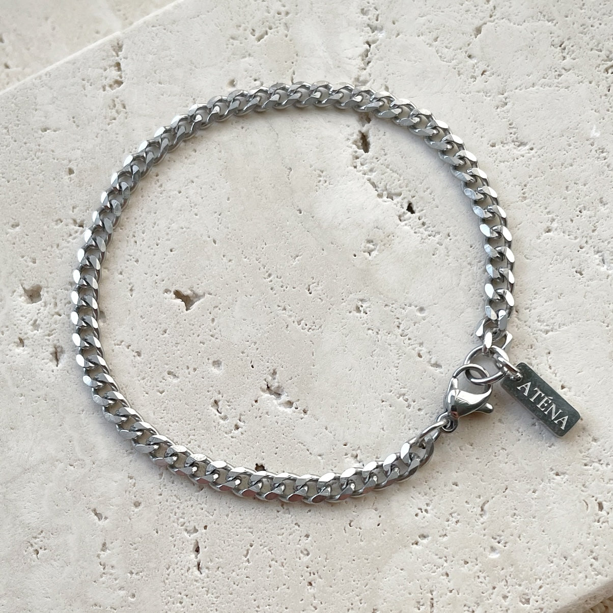 Cuban Bracelet Silver Colored 4mm