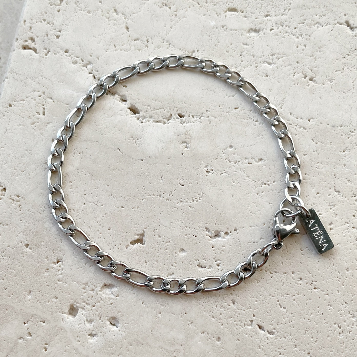 Figaro Bracelet Silver Colored