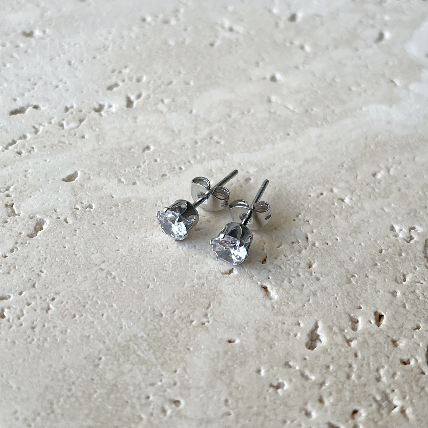 Crystal Stud Earrings Silver Colored 5mm