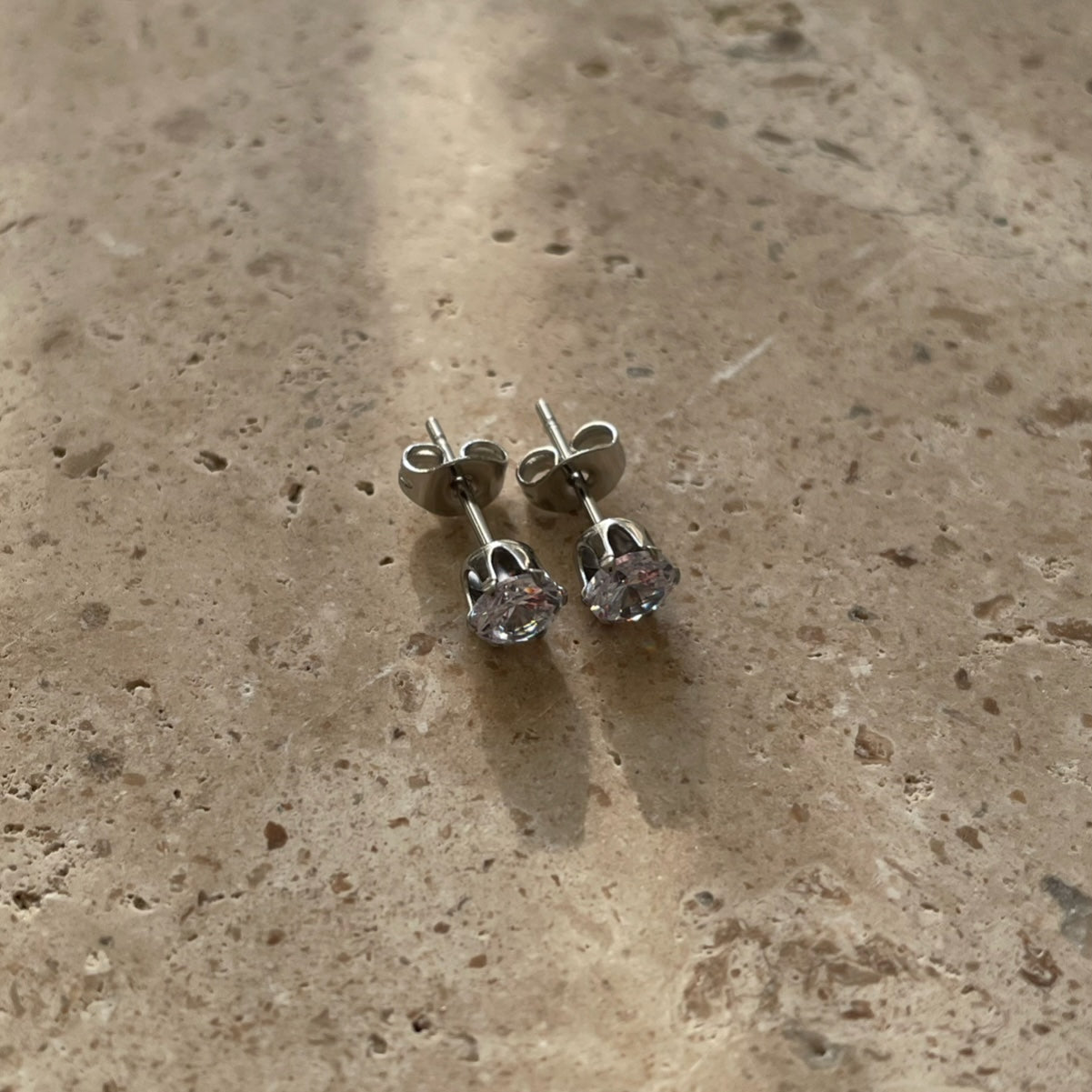Crystal Stud Earrings Silver Colored 5mm