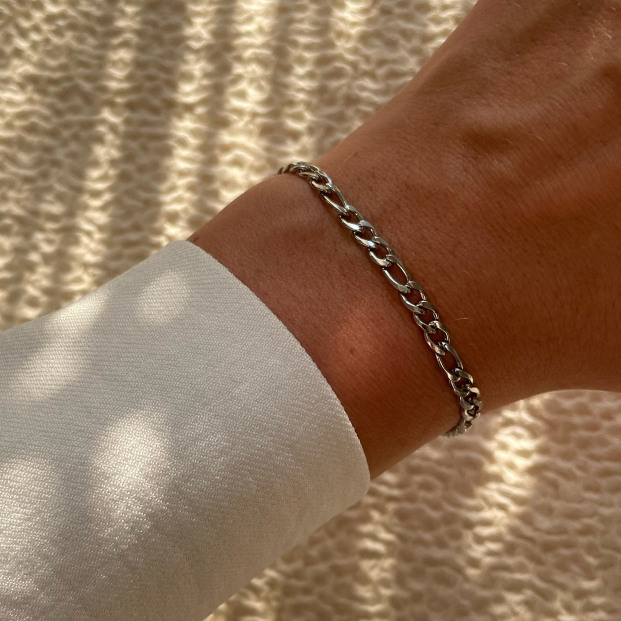 Figaro Bracelet Silver Colored