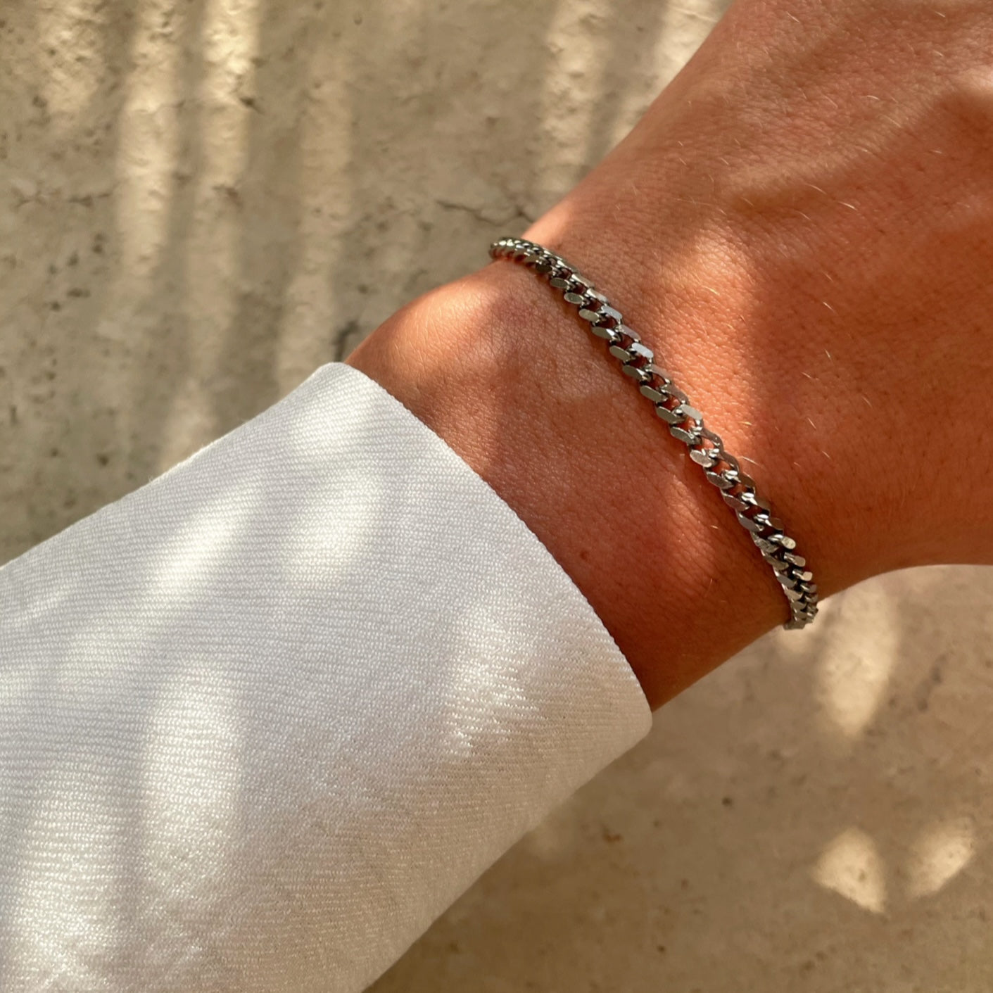 Cuban Bracelet Silver Colored 4mm