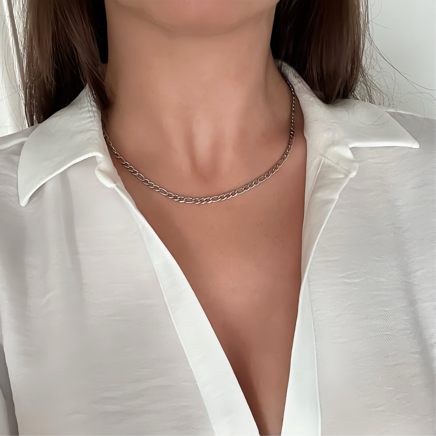 Collar Figaro Plateado