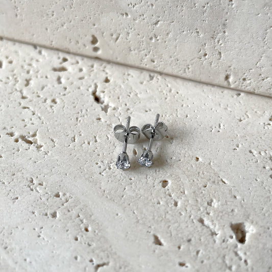 Crystal Stud Øreringe Sølv 3mm